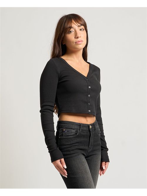 Cardigan donna Calvin Klein in cotone a costine corto CALVIN KLEIN | LV047C204GUB1